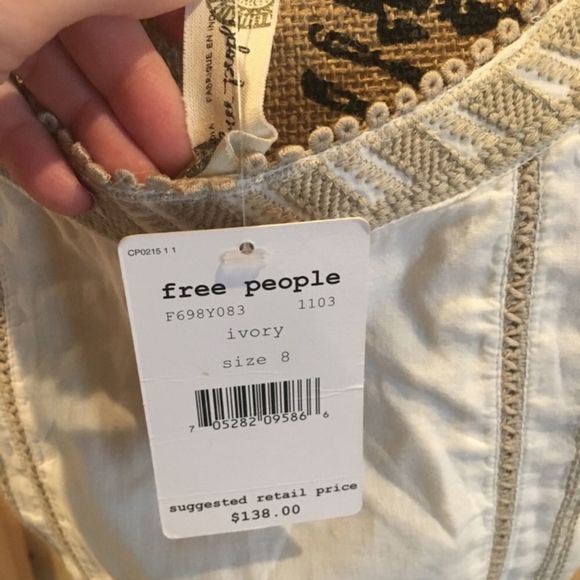 Free People Ivory Mini Dress Sand Embroide… - Picture 6 of 8
